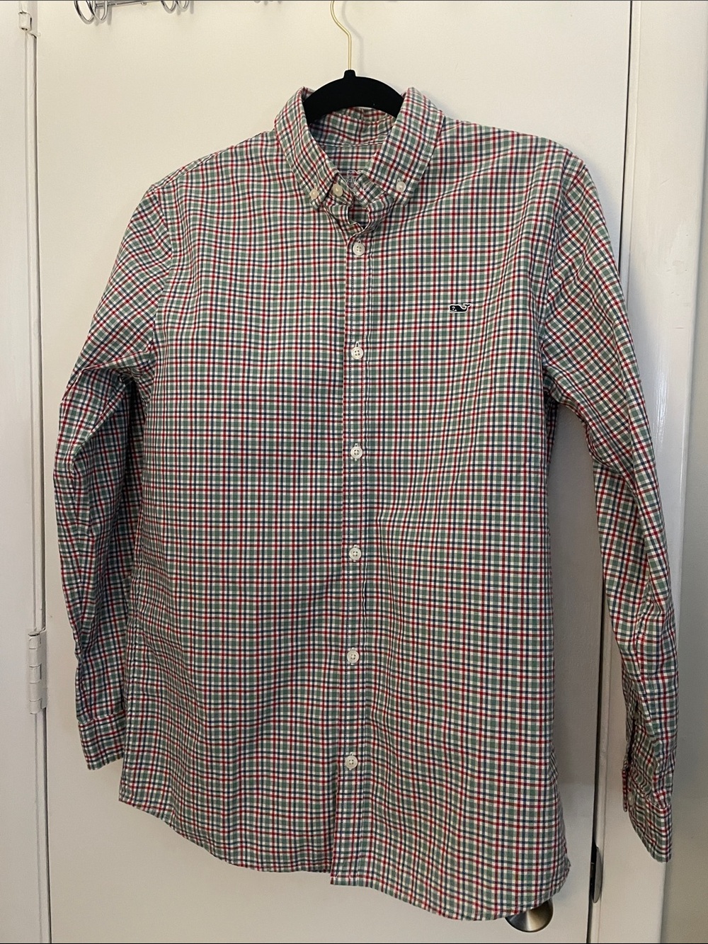 Vineyard Vines Boys Plaid Button-Down in Red, Green & White